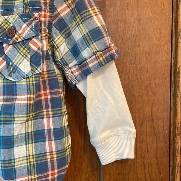 Oshkosh Long Sleeve Button Down Toddler Boy Plaid Button Down Shirt - Size 24M - Picture 3 of 5